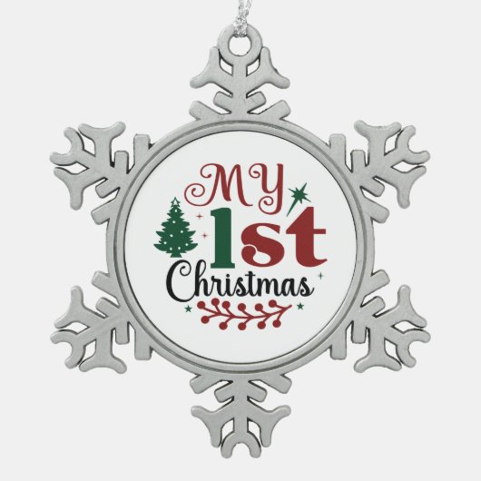Weihnachten Schneeflocken Zinn-Ornament (Vorderseite)
