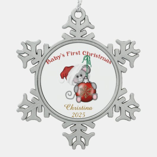 Weihnachten Schneeflocken Zinn-Ornament (Vorderseite)