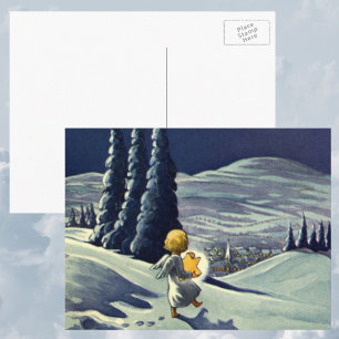 Weihnachten, Schneegel Walking mit einem Stern Feiertagspostkarte