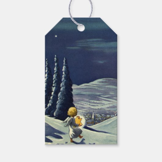 Weihnachten, Schneegel Walking mit einem Stern Geschenkanhänger (Vorderseite)