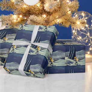 Weihnachten, Schneegel Walking mit einem Stern Geschenkpapier