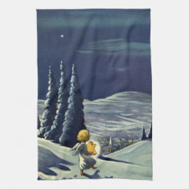 Weihnachten, Schneegel Walking mit einem Stern Geschirrtuch