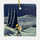 Weihnachten, Schneegel Walking mit einem Stern Keramikornament (Vorderseite)