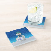 Weihnachten - Schneeglasten-Untersetzer Glasuntersetzer (Schrägansicht)