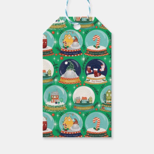 Weihnachten Schneeglobe Grün - Wald Weihnachten Geschenkanhänger (Vorderseite)