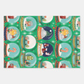 Weihnachten Schneeglobe Grün - Wald Weihnachten Geschenkpapier Set (Vorderseite)