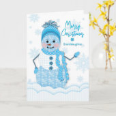 Weihnachten, Schneemann, Enkelin, Blauer Schatten Karte (Gelbe Blume)