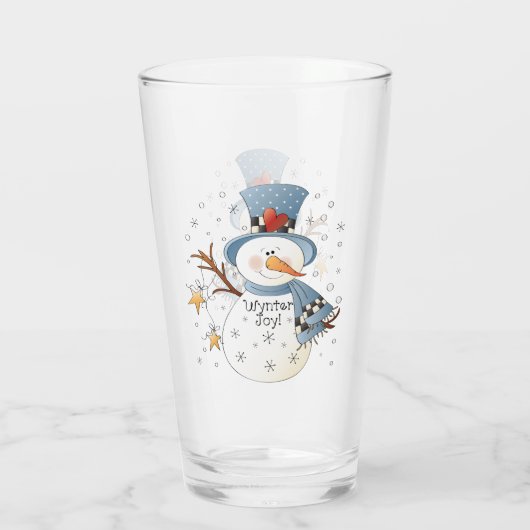 Weihnachten Schneemann Glas (Rückseite)