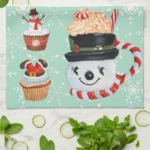 Weihnachten & Schneemann Heiße Kakao & Cupcakes Geschirrtuch (Gefaltet)