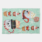 Weihnachten & Schneemann Heiße Kakao & Cupcakes Geschirrtuch (Horizontal)