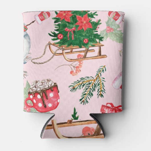 Weihnachten Schneemann Nahtlose Muster. Dosenkühler (Vorderseite)