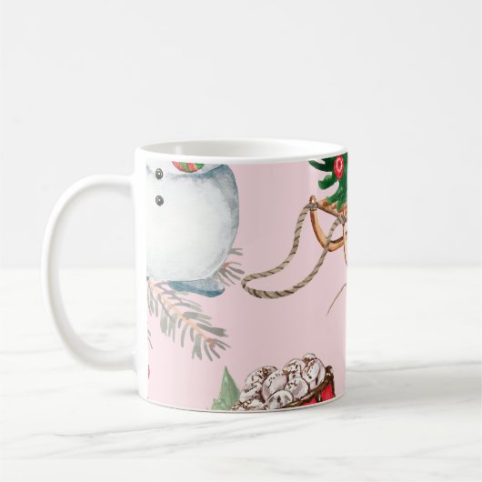 Weihnachten Schneemann Nahtlose Muster. Kaffeetasse (Links)