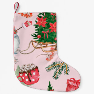 Weihnachten Schneemann Nahtlose Muster. Kleiner Weihnachtsstrumpf