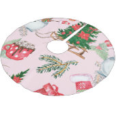 Weihnachten Schneemann Nahtlose Muster. Polyester Weihnachtsbaumdecke (Schrägansicht)