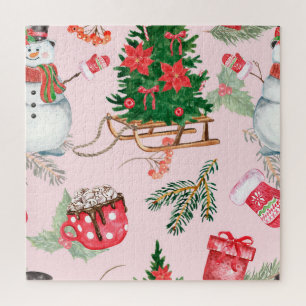 Weihnachten Schneemann Nahtlose Muster. Puzzle