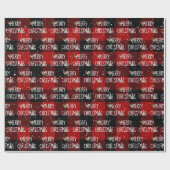 Weihnachten Schneemann und Baum in Schneeflocken Geschenkpapier (Flach)