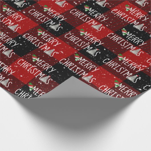 Weihnachten Schneemann und Baum in Schneeflocken Geschenkpapier (Ecke)