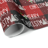 Weihnachten Schneemann und Baum in Schneeflocken Geschenkpapier (Rolleneckpunkt)