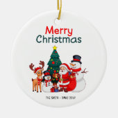 Weihnachten, Schneemann und Rentier frohe Weihnach Keramik Ornament (Vorne)