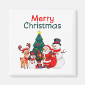 Weihnachten, Schneemann und Rentier frohe Weihnach Magnet (Vorne)
