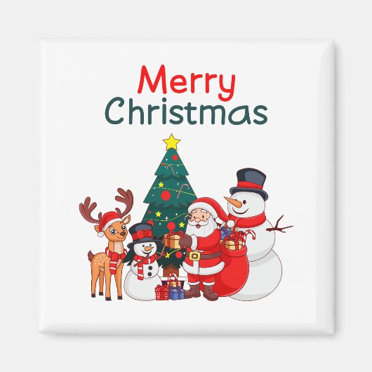 Weihnachten, Schneemann und Rentier frohe Weihnach Magnet (Vorne)