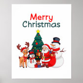 Weihnachten, Schneemann und Rentier frohe Weihnach Poster (Vorne)