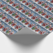 Weihnachten Schneemänner auf Schneeflocken Geschenkpapier (Ecke)