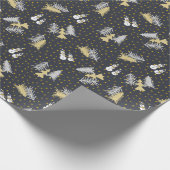 Weihnachten - Schneemänner & Bäume - Mitternachtsb Geschenkpapier (Ecke)