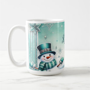Weihnachten: Schneemänner türkise Kaffeetasse