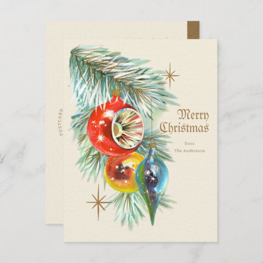 Weihnachten Schöne antike Baubles CC1246 Postkarte (Vorne/Hinten)