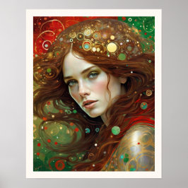 Weihnachten Schöne Frau mit braunem Haar Poster