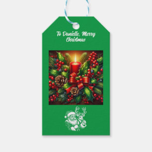 Weihnachten Schöne Kerze und Polar Bären Geschenkanhänger