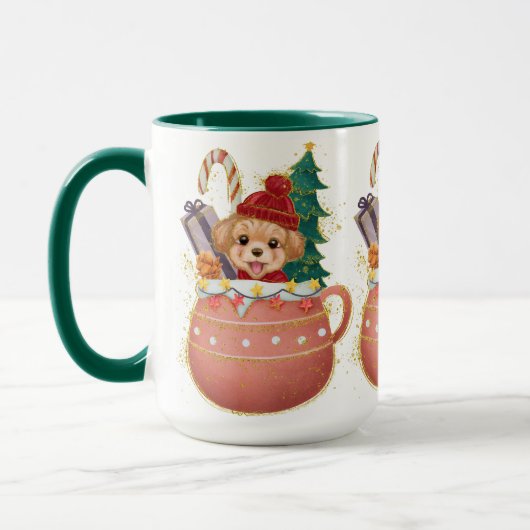 Weihnachten Schöne Puppy-Tasse Tasse (Links)