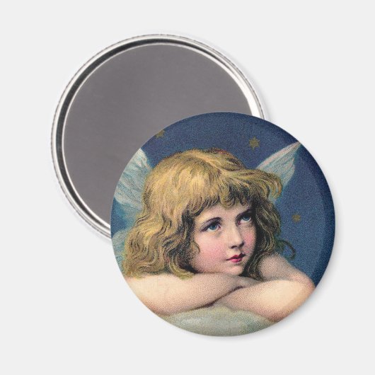 Weihnachten, Schöner Engel mit Gold Stars Magnet (Vorderseite/Rückseite)