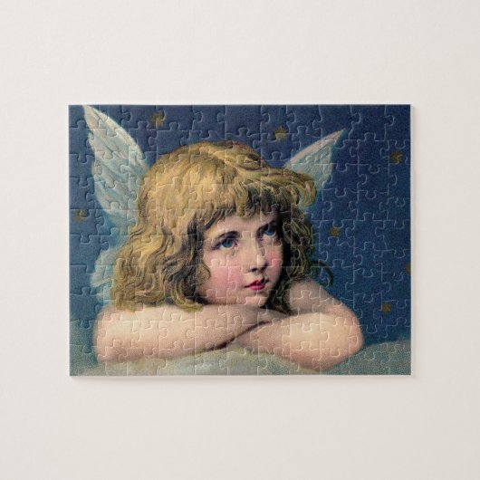 Weihnachten, Schöner Engel mit Gold Stars Puzzle (Horizontal)