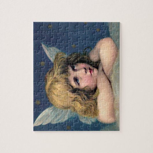 Weihnachten, Schöner Engel mit Gold Stars Puzzle (Vertikal)