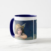 Weihnachten, Schöner Engel mit Gold Stars Tasse (Vorderseite Links)