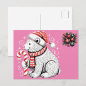 Weihnachten Schöner Polar Bär Postkarte (Vorne/Hinten)
