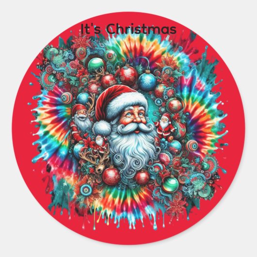 Weihnachten Schöner Weihnachtsmann2 Runder Aufkleber (Vorderseite)