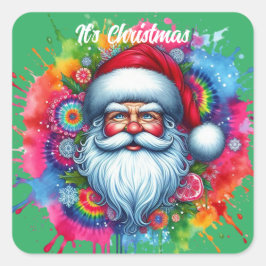 Weihnachten Schöner Weihnachtsmann4 Quadratischer Aufkleber