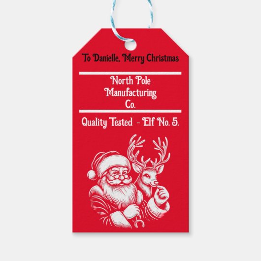 Weihnachten Schöner Weihnachtsmann Geschenkanhänger (Vorderseite)