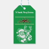 Weihnachten Schöner Weihnachtsmann in Grün Geschenkanhänger (Vorderseite)