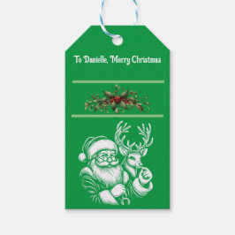 Weihnachten Schöner Weihnachtsmann in Grün Geschenkanhänger