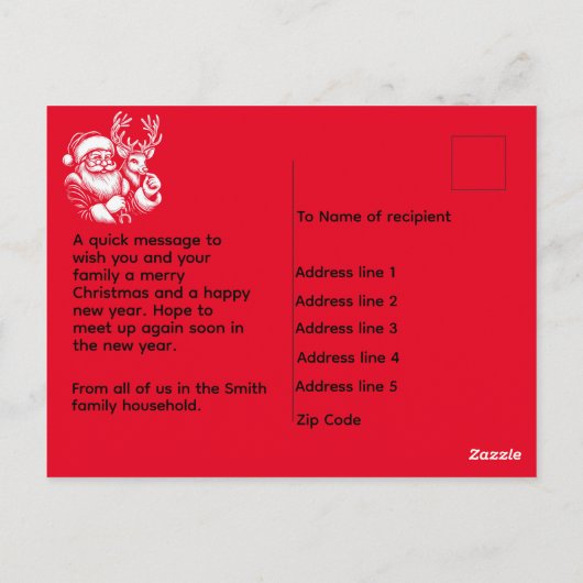 Weihnachten Schöner Weihnachtsmann Postkarte (Rückseite)