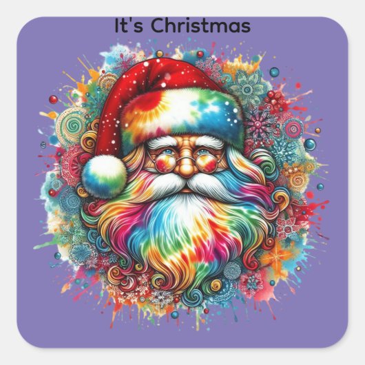 Weihnachten Schöner Weihnachtsmann Quadratischer Aufkleber (Vorderseite)