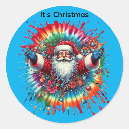 Weihnachten Schöner Weihnachtsmann Runder Aufkleber (Vorderseite)