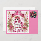 Weihnachten Schönes Einhorn Postkarte (Vorne/Hinten)