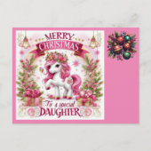 Weihnachten Schönes Einhorn Postkarte (Vorderseite)