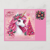 Weihnachten Schönes Einhorn Postkarte (Vorderseite)