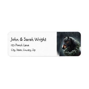 Weihnachten Schönes Schwarzes Pferd & Wreath